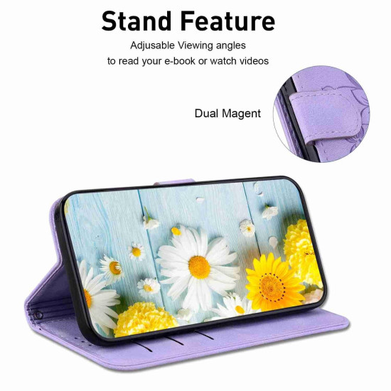 For Samsung Galaxy S24+ 5G Lily Embossed Leather Phone Case(Purple)