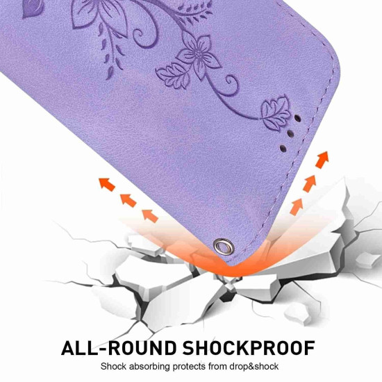 For Samsung Galaxy S24+ 5G Lily Embossed Leather Phone Case(Purple)