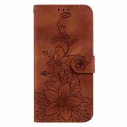 For Samsung Galaxy S24+ 5G Lily Embossed Leather Phone Case(Brown)