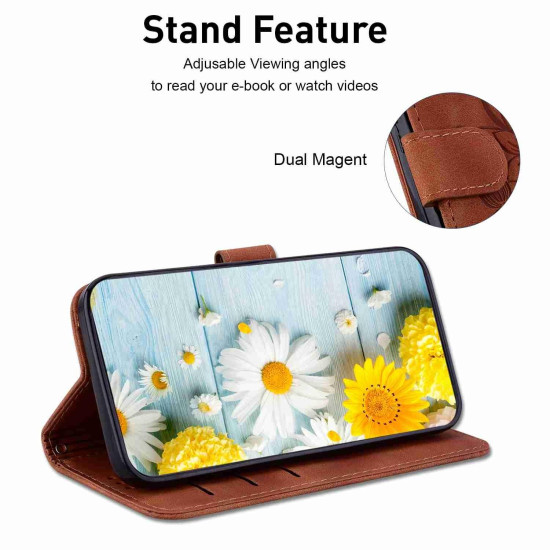 For Samsung Galaxy S24+ 5G Lily Embossed Leather Phone Case(Brown)