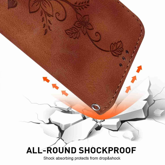For Samsung Galaxy S24+ 5G Lily Embossed Leather Phone Case(Brown)