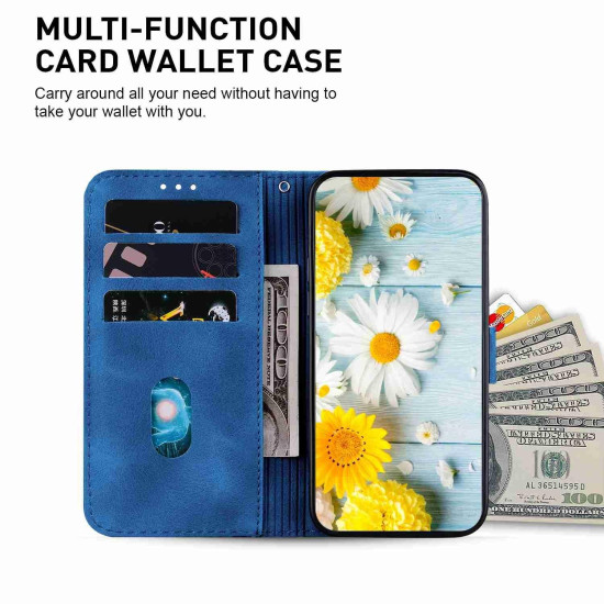 For Samsung Galaxy S24+ 5G Lily Embossed Leather Phone Case(Dark Blue)