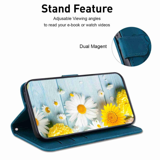 For Samsung Galaxy S24+ 5G Lily Embossed Leather Phone Case(Dark Blue)