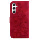 For Samsung Galaxy S24+ 5G Lily Embossed Leather Phone Case(Red)