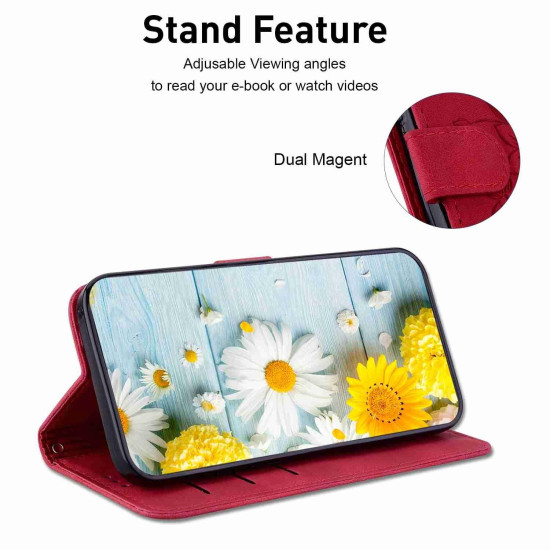 For Samsung Galaxy S24+ 5G Lily Embossed Leather Phone Case(Red)