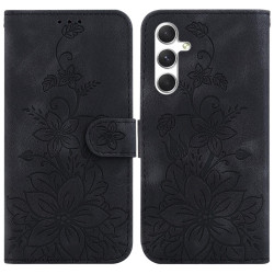 For Samsung Galaxy S24+ 5G Lily Embossed Leather Phone Case(Black)