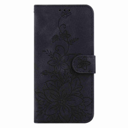 For Samsung Galaxy S24+ 5G Lily Embossed Leather Phone Case(Black)