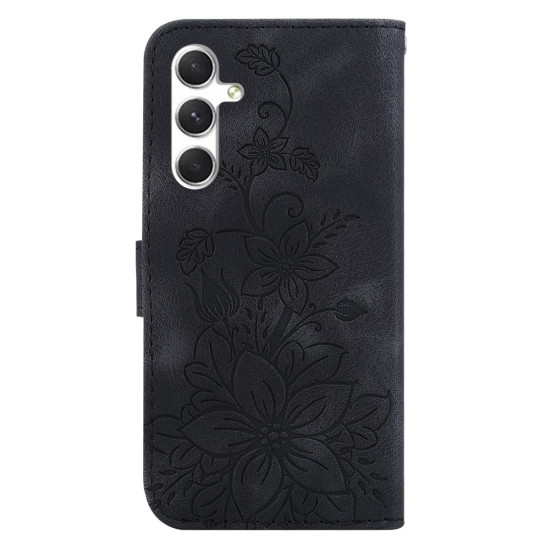 For Samsung Galaxy S24+ 5G Lily Embossed Leather Phone Case(Black)