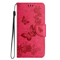For Samsung Galaxy S24+ 5G Butterfly Embossed Flip Leather Phone Case(Red)