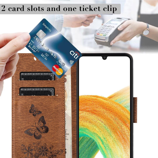 For Samsung Galaxy S24+ 5G Butterfly Embossed Flip Leather Phone Case(Brown)
