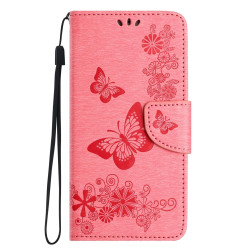 For Samsung Galaxy S24+ 5G Butterfly Embossed Flip Leather Phone Case(Pink)