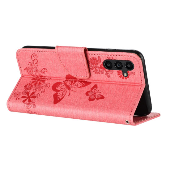 For Samsung Galaxy S24+ 5G Butterfly Embossed Flip Leather Phone Case(Pink)