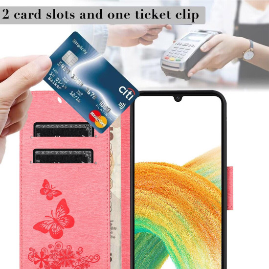 For Samsung Galaxy S24+ 5G Butterfly Embossed Flip Leather Phone Case(Pink)