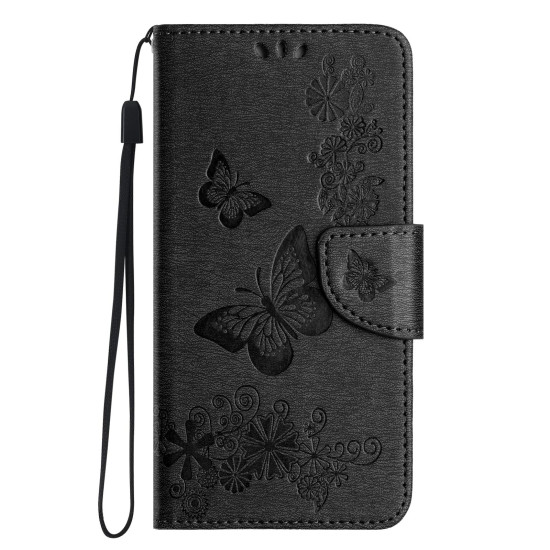 For Samsung Galaxy S24+ 5G Butterfly Embossed Flip Leather Phone Case(Black)
