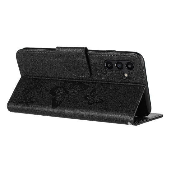 For Samsung Galaxy S24+ 5G Butterfly Embossed Flip Leather Phone Case(Black)