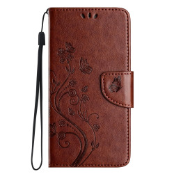 For Samsung Galaxy S24+ 5G Butterfly Flower Pattern Flip Leather Phone Case(Brown)