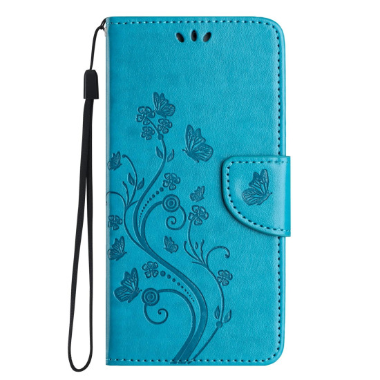 For Samsung Galaxy S24+ 5G Butterfly Flower Pattern Flip Leather Phone Case(Blue)