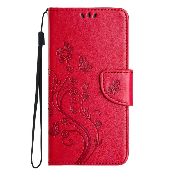 For Samsung Galaxy S24+ 5G Butterfly Flower Pattern Flip Leather Phone Case(Red)