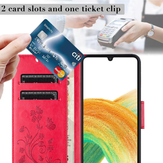For Samsung Galaxy S24+ 5G Butterfly Flower Pattern Flip Leather Phone Case(Red)
