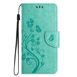 For Samsung Galaxy S24+ 5G Butterfly Flower Pattern Flip Leather Phone Case(Green)