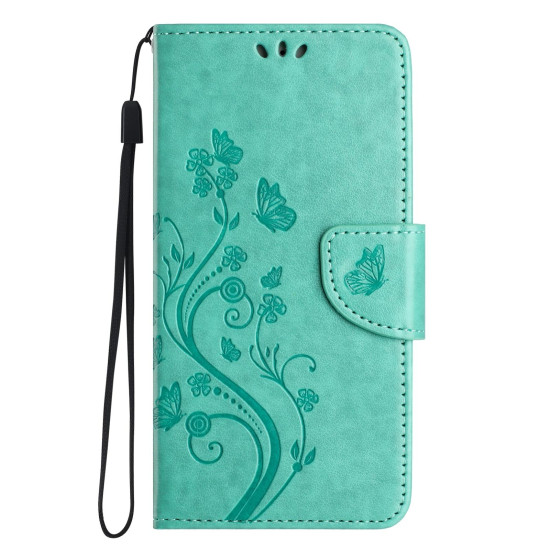 For Samsung Galaxy S24+ 5G Butterfly Flower Pattern Flip Leather Phone Case(Green)