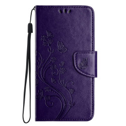 For Samsung Galaxy S24+ 5G Butterfly Flower Pattern Flip Leather Phone Case(Dark Purple)
