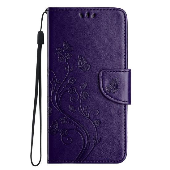 For Samsung Galaxy S24+ 5G Butterfly Flower Pattern Flip Leather Phone Case(Dark Purple)