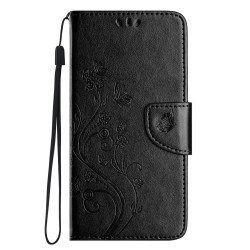 For Samsung Galaxy S24+ 5G Butterfly Flower Pattern Flip Leather Phone Case(Black)