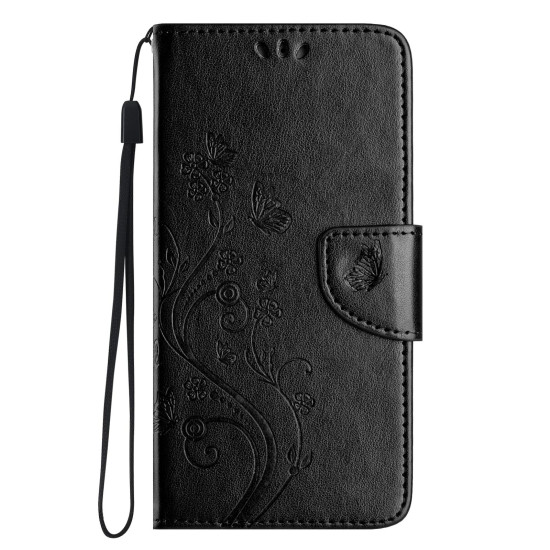 For Samsung Galaxy S24+ 5G Butterfly Flower Pattern Flip Leather Phone Case(Black)
