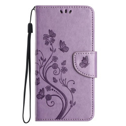 For Samsung Galaxy S24+ 5G Butterfly Flower Pattern Flip Leather Phone Case(Light Purple)