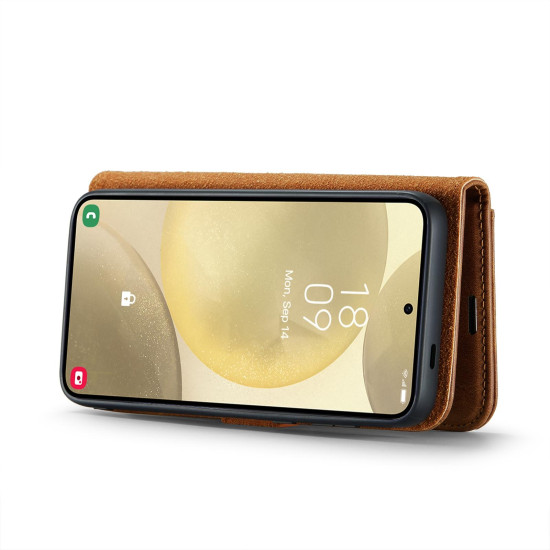 For Samsung Galaxy S24+ 5G DG.MING Crazy Horse Texture Detachable Magnetic Leather Case(Brown)