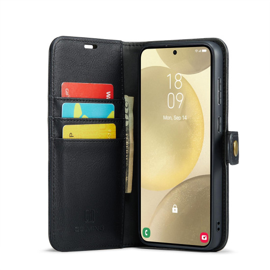For Samsung Galaxy S24+ 5G DG.MING Crazy Horse Texture Detachable Magnetic Leather Case(Black)