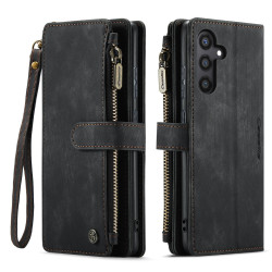 For Samsung Galaxy S24+ 5G CaseMe C30 Card Slots Zipper Wallet Leather Phone Case(Black)
