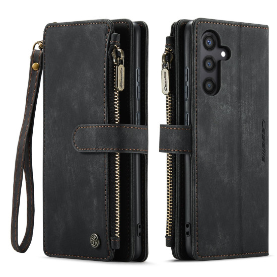 For Samsung Galaxy S24+ 5G CaseMe C30 Card Slots Zipper Wallet Leather Phone Case(Black)