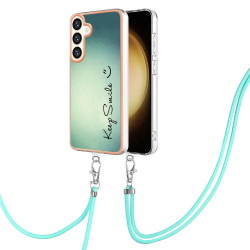 For Samsung Galaxy S24+ 5G Electroplating Dual-side IMD Phone Case with Lanyard(Smile)