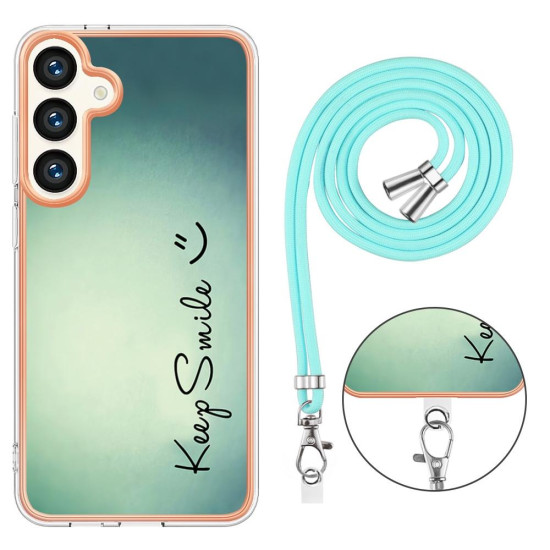 For Samsung Galaxy S24+ 5G Electroplating Dual-side IMD Phone Case with Lanyard(Smile)