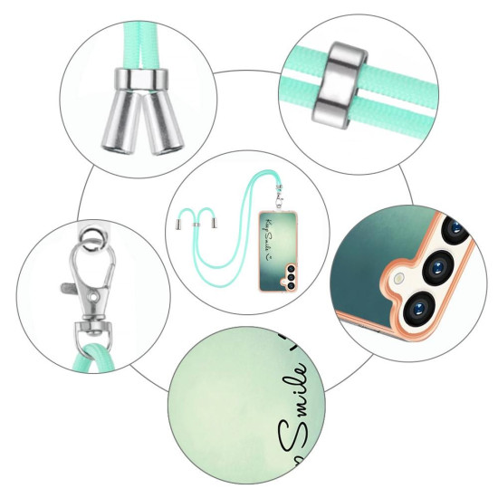 For Samsung Galaxy S24+ 5G Electroplating Dual-side IMD Phone Case with Lanyard(Smile)