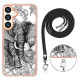 For Samsung Galaxy S24+ 5G Electroplating Dual-side IMD Phone Case with Lanyard(Totem Elephant)