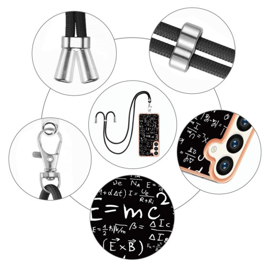 For Samsung Galaxy S24+ 5G Electroplating Dual-side IMD Phone Case with Lanyard(Equation)