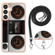 For Samsung Galaxy S24+ 5G Electroplating Dual-side IMD Phone Case with Lanyard(Retro Radio)