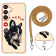 For Samsung Galaxy S24+ 5G Electroplating Dual-side IMD Phone Case with Lanyard(Lucky Dog)