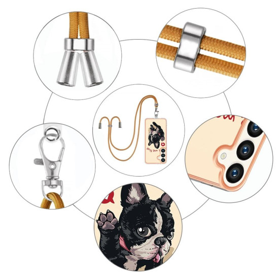 For Samsung Galaxy S24+ 5G Electroplating Dual-side IMD Phone Case with Lanyard(Lucky Dog)