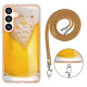 For Samsung Galaxy S24+ 5G Electroplating Dual-side IMD Phone Case with Lanyard(Draft Beer)