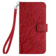For Samsung Galaxy S23+ Tree Birds Embossed Pattern Leather Phone Case(Red)