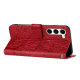 For Samsung Galaxy S23+ Tree Birds Embossed Pattern Leather Phone Case(Red)
