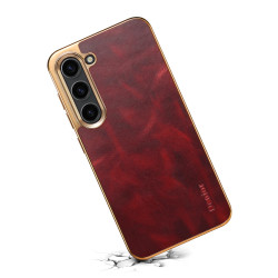 For Samsung Galaxy S23 5G Denior Oil Wax Leather Electroplating Phone Case(Red)