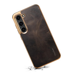 For Samsung Galaxy S23 5G Denior Oil Wax Leather Electroplating Phone Case(Black)