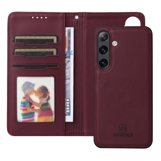 For Samsung Galaxy S24+ 5G BETOPNICE BN-005 2 in 1 Detachable Imitate Genuine Leather Phone Case(Wine Red)