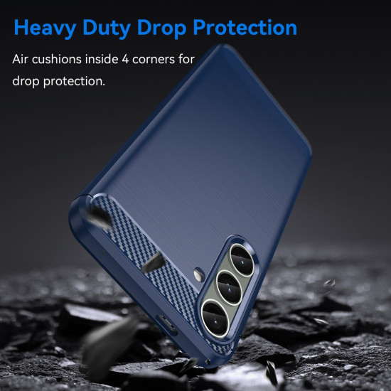 For Samsung Galaxy S24+ 5G Brushed Texture Carbon Fiber TPU Phone Case(Blue)