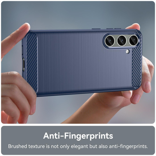 For Samsung Galaxy S24+ 5G Brushed Texture Carbon Fiber TPU Phone Case(Blue)